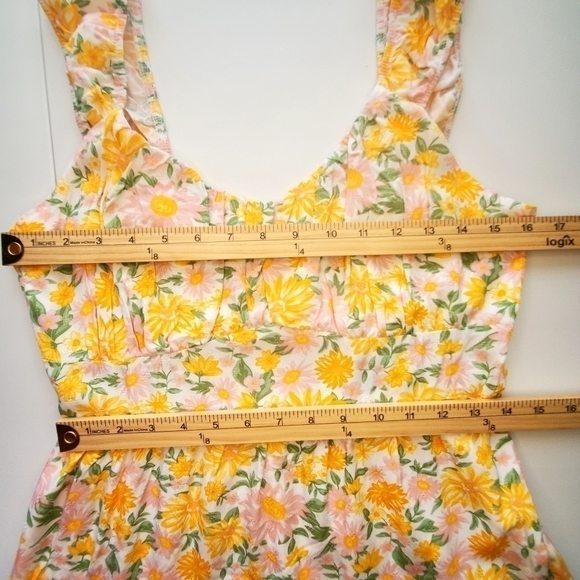 Planet Heart Sz L Yellow Floral Summer Dress 100% Rayon NWT - Picture 9 of 12